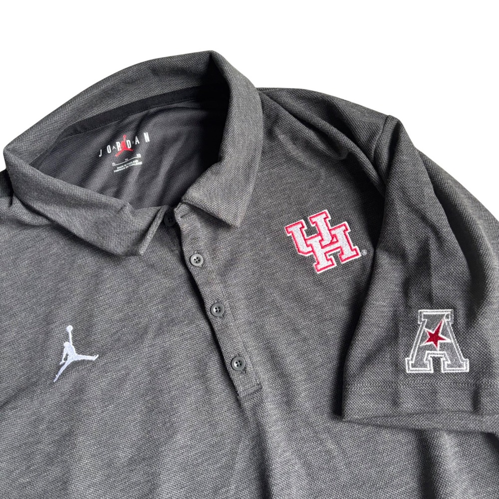 Jordan Polo Mens XL Gray University of Houston Cougars NCAA Short Sleeve